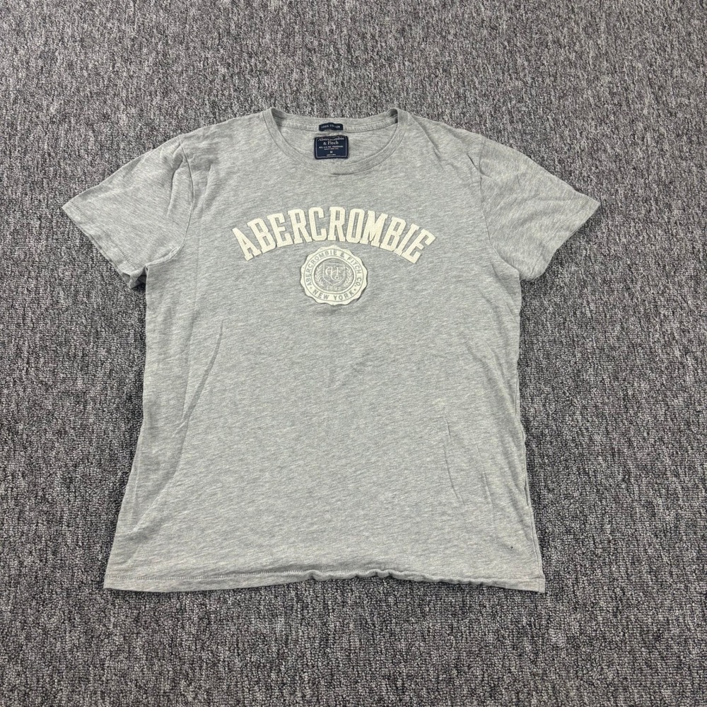 Abercrombie & Fitch Y2K Embroidered Logo Single Stitch T-Shirt Gray Medium